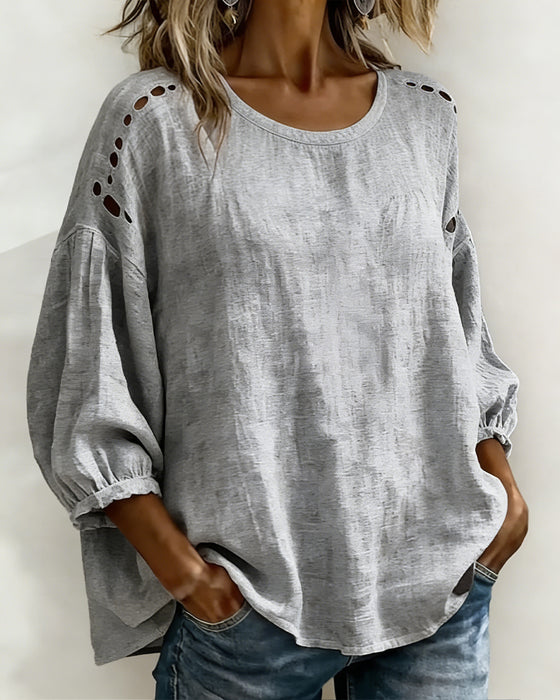 Bluse Udhullet 100% Bomuld