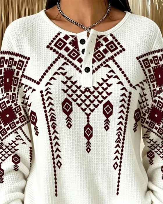 Sweatshirt Bohemian Tryk Casual