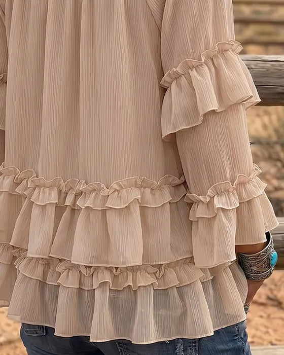 Bluse Dobbelt Lag Ruffle Flare