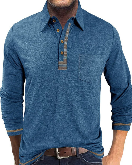 Bluse Herre Knap Revers Polo