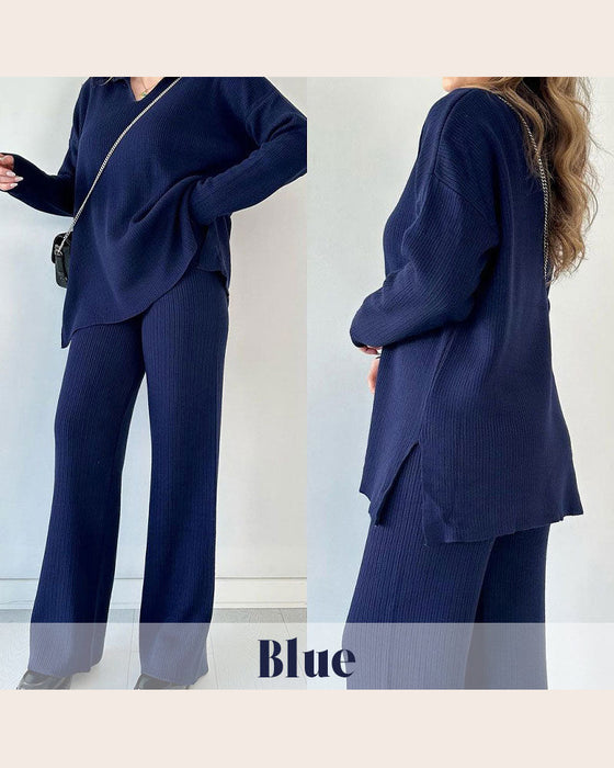 To - delssæt Med Enfarvet Og Strick Egenskaper