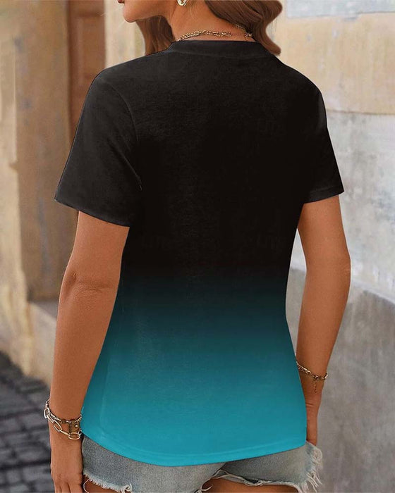 T-shirt i gradientstil med print