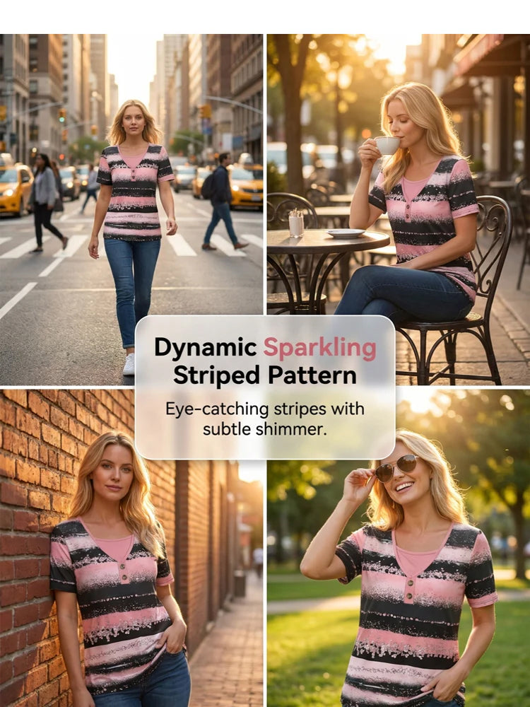 T-Shirt Tryk Patchwork Falsk To Stykker