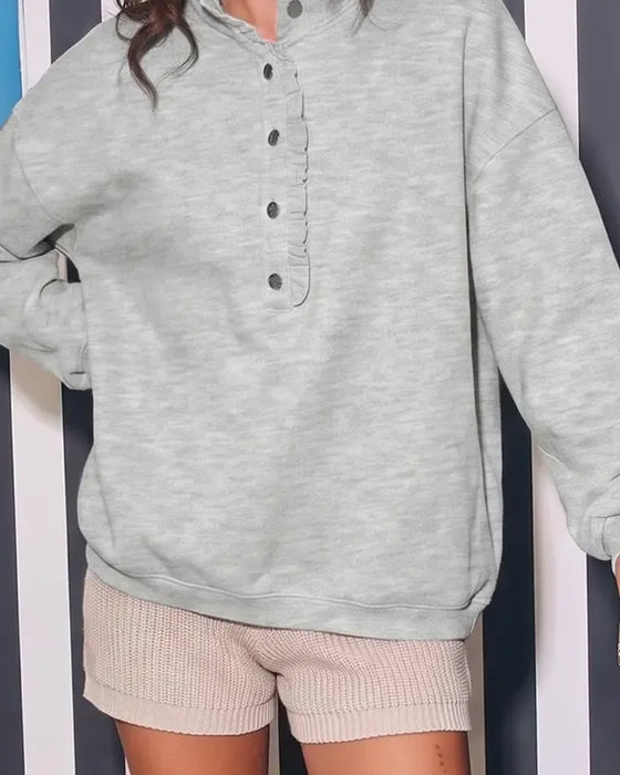 Sweatshirt Krave Knappet Langærmet Løs