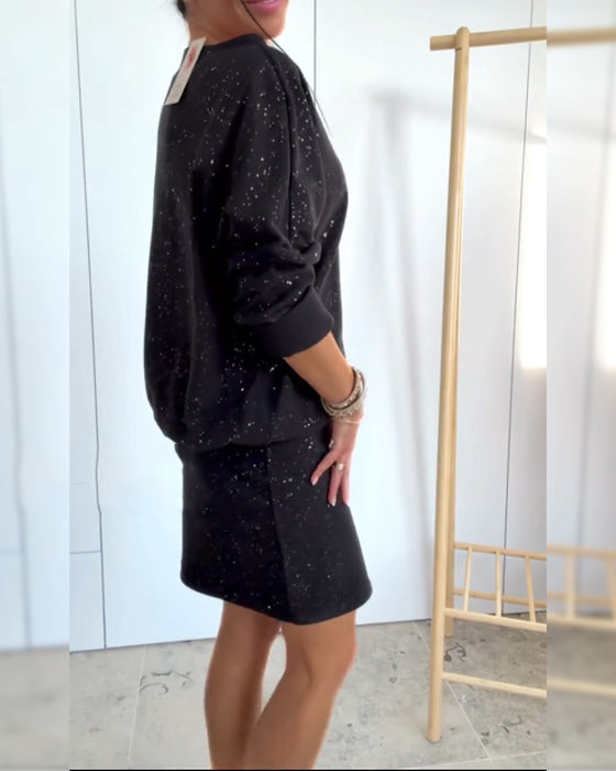 Kjole Rund Hals Fin Glitter Modne