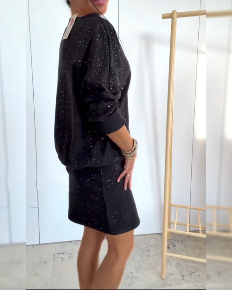 Kjole Rund Hals Fin Glitter Modne