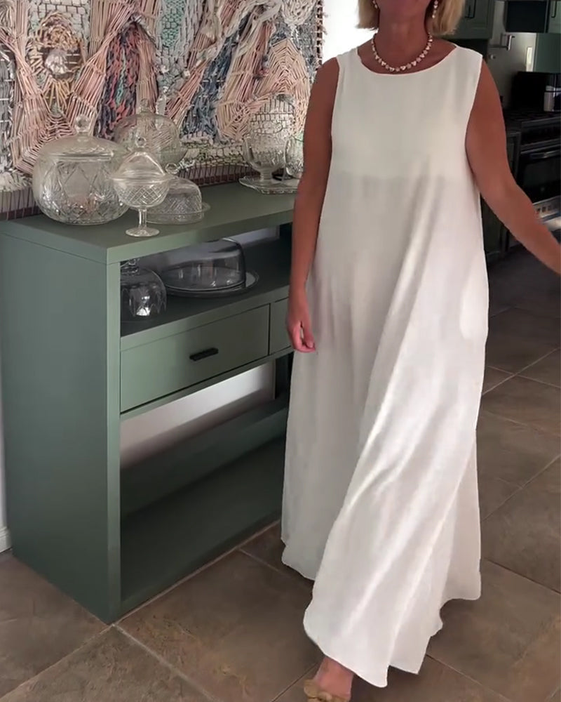 Kjole Ærmeløs Løs Draperet Lang