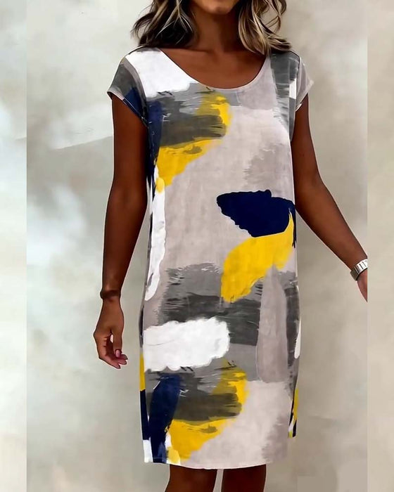 Kjole Rund Hals Tie-Dye Trykt