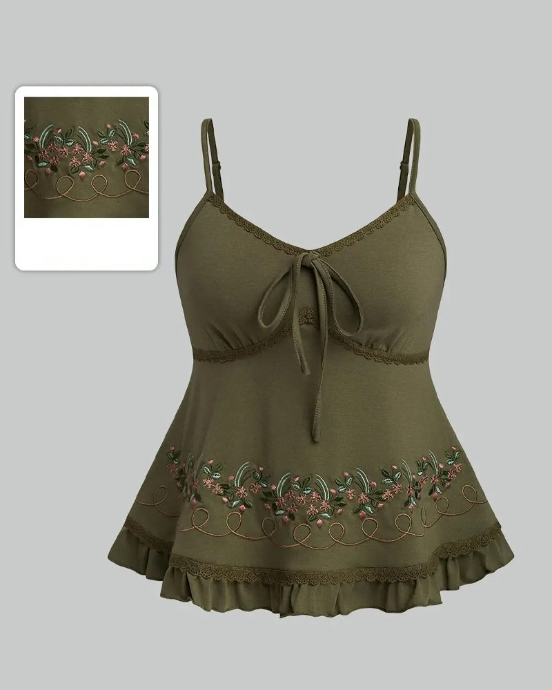 Top Dame Blomster Broderet