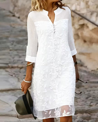 Kjole Robust Broderet Ensfarvet