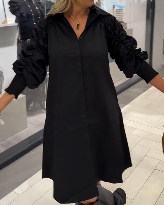 Kjole Mode Skjortekrave Ensfarvet