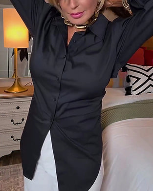 Skjorte Rygknytning Krave Ensfarvet