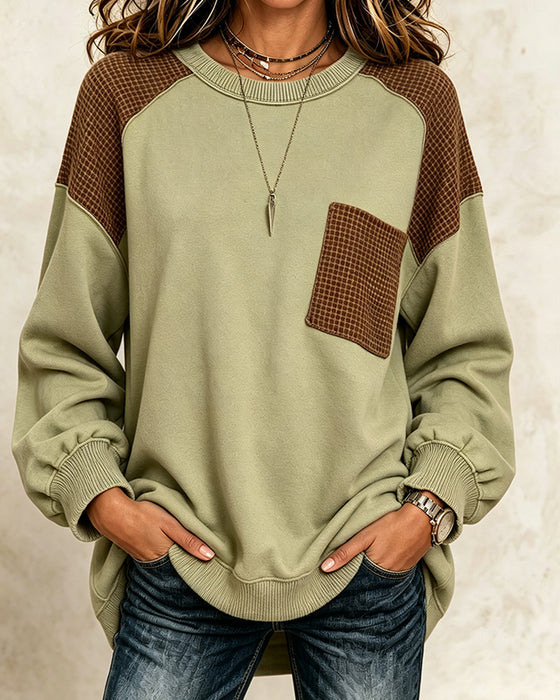 Sweatshirt Rund Hals Kontrast Casual