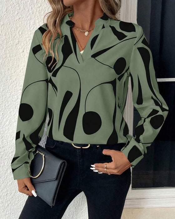 Bluse Abstrakt Geometrisk Tryk