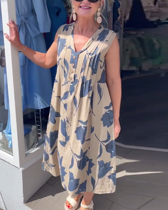 Kjole V-Hals Ærmeløs Trykt