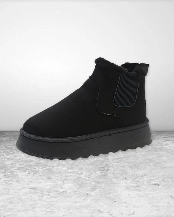 Ensfarvede snestøvler med tyk sål