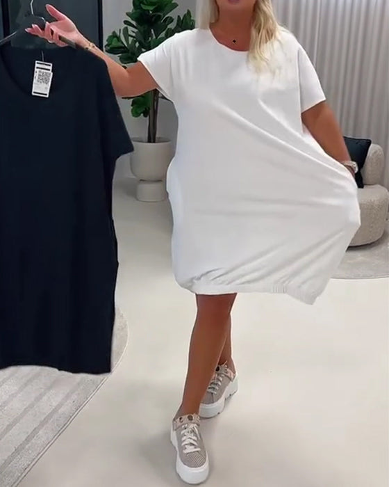 Kjole Kortærme Rund Hals Loose-Fit