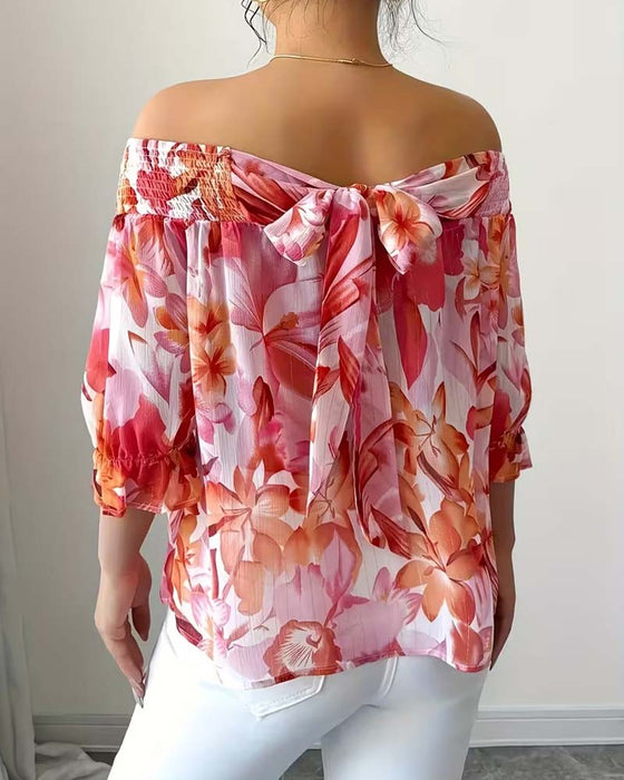 Bluse Off-Shoulder Tryk Bobble Ærme