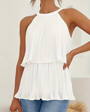 Tank Top Halter Ærmeløs Dobbelt Lag Krympet