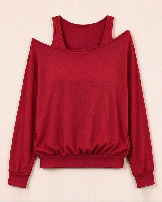 Top Off-Shoulder Falsk Todelt Langærmet