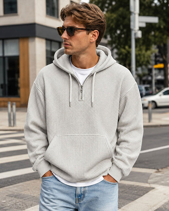 Hoodie Herre Ensfarvet Lynlås Pullover
