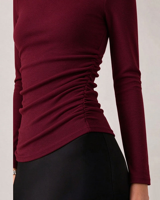 Top Halv Turtleneck Side Rynket Base