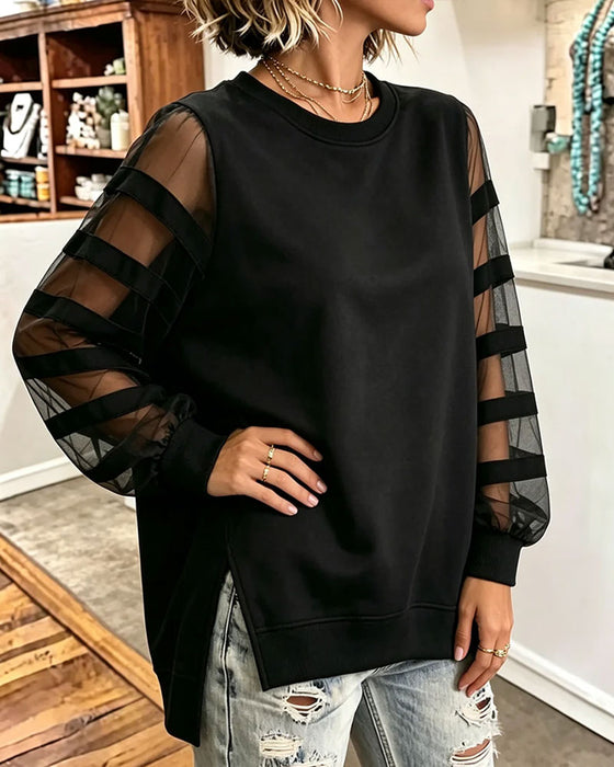 Sweatshirt Rund Hals Slids Solid Farve Tyld