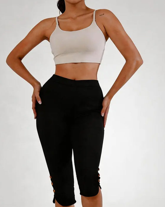 Leggings Ensfarvet Slim-Fit Afkortet