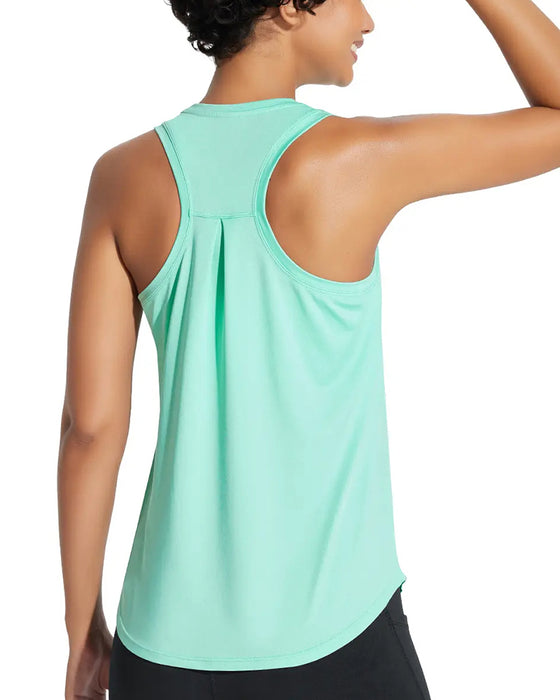 Tank Top Racerback Plisseret Ensfarvet