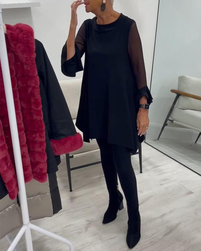 Bluse Med Uregelmæssig Kant Og Udstående Ærmer