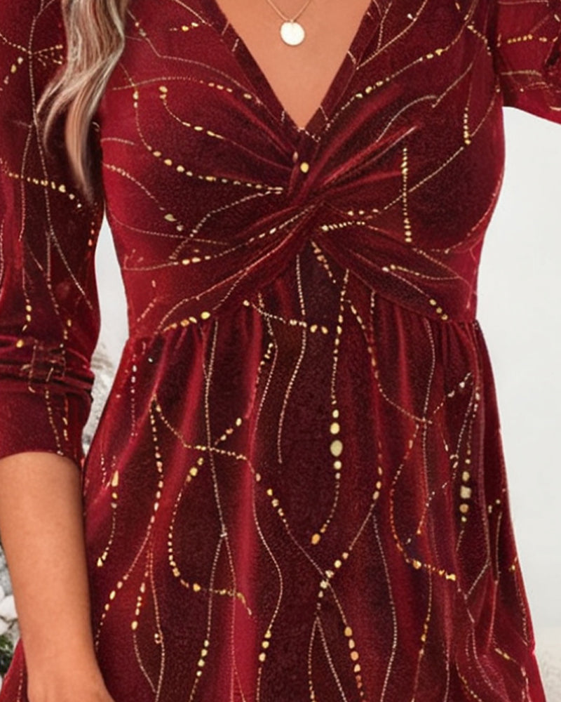 Langærmet Topp Med V-Halsudskæring Og Twistdetalje