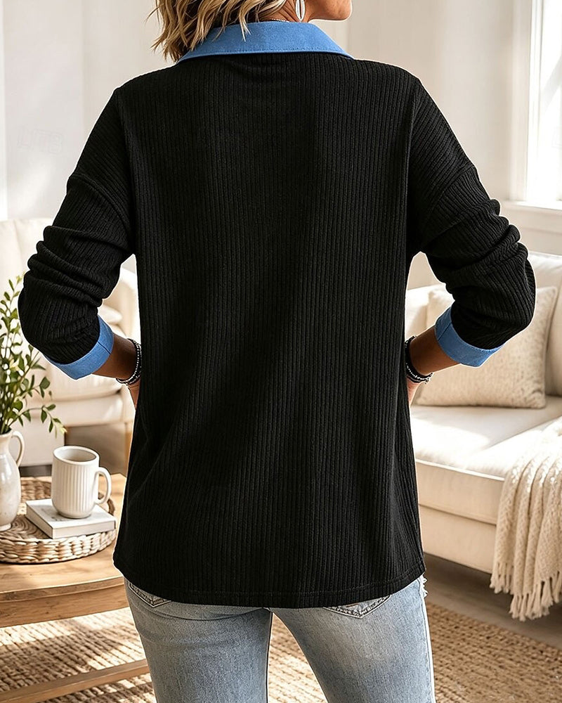 Top Trendy V-Hals Casual