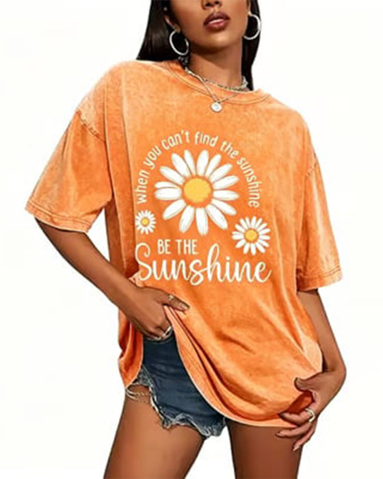 Casual T-Shirt Daisy Tryk Rundhalset