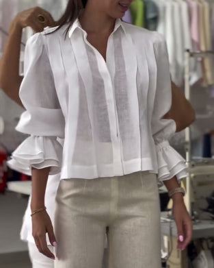 Bluse Puffærme Ruffle