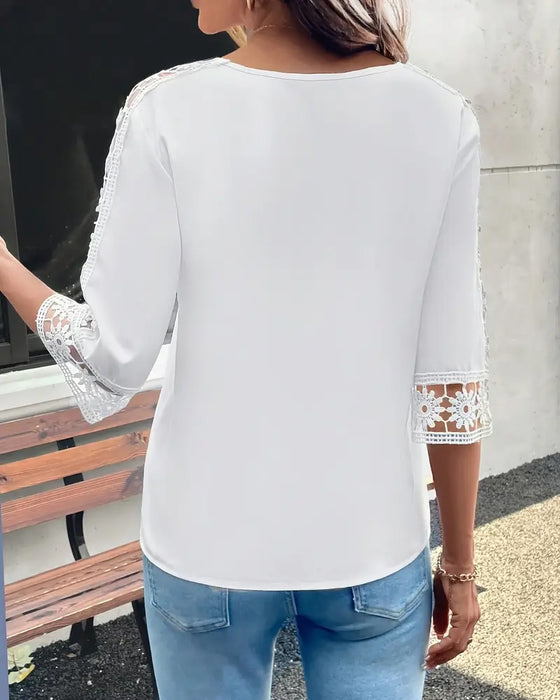 T-shirt Enfarvet Hul Krog Patchwork