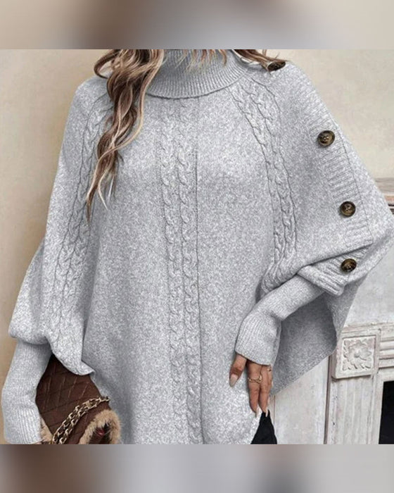 Pullover Turtleneck Uregelmæssig Flet Knap