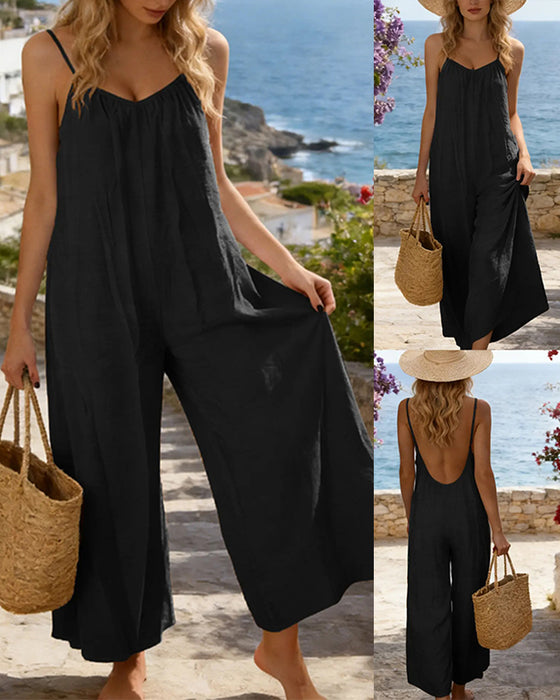 Jumpsuit Tynde Remme Enfarvet