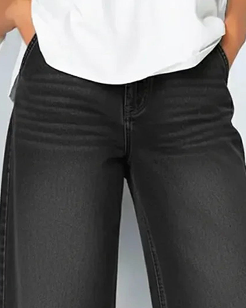 Bukser Denim Patchwork Casual