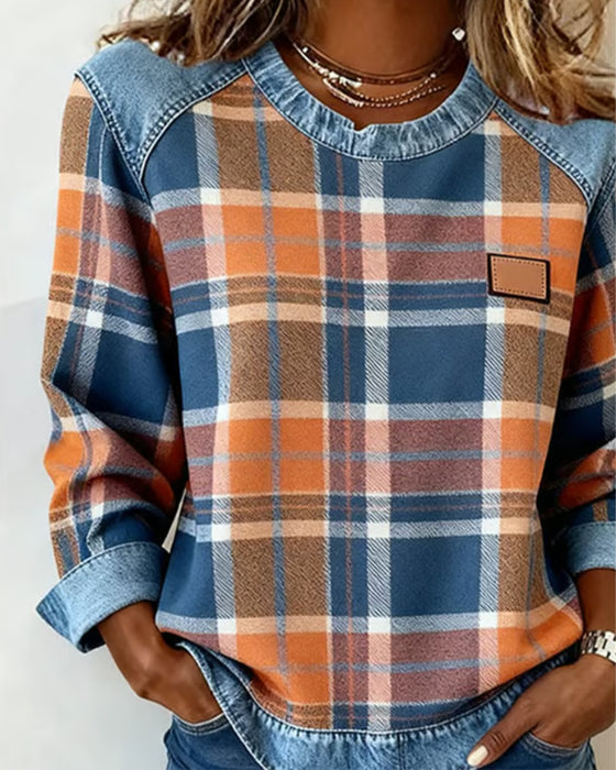 Moderne Sweatshirt Med Ternet Patchwork