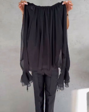 Bluse Mesh Sammenføjning Elegant