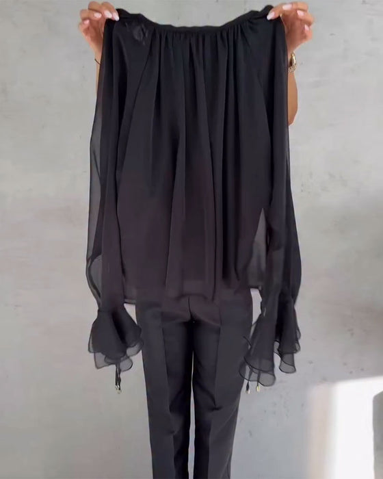 Bluse Mesh Sammenføjning Elegant