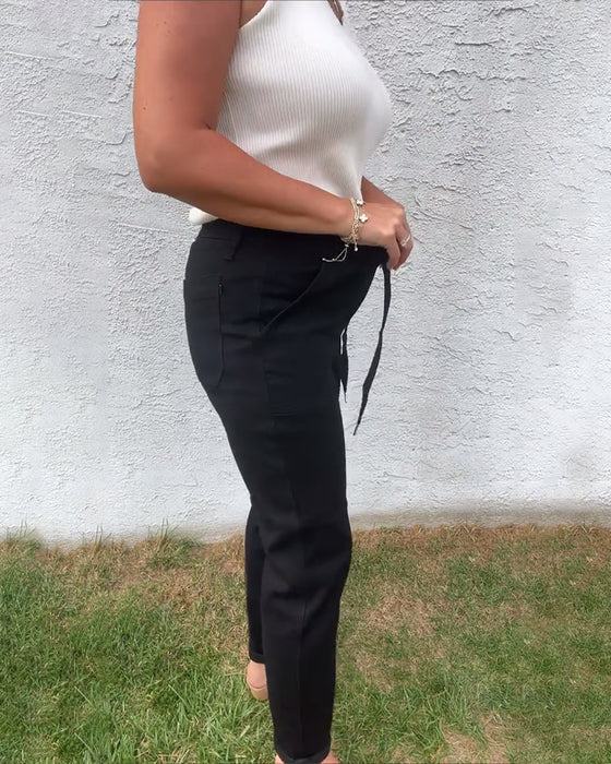 Bukser Ensfarvede Afslappede Stræk