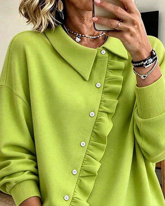 Sweatshirt Revers Rysjer Diagonal Knap