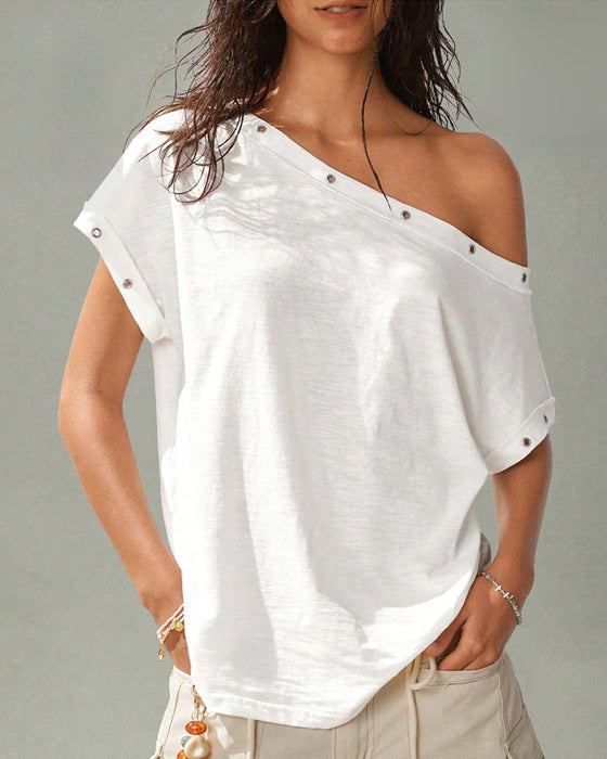 T-Shirt Enskulder Nitte Ensfarvet