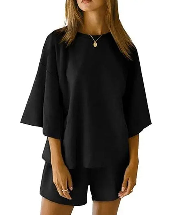 Sæt Elastisk Talje Shorts Afslappet