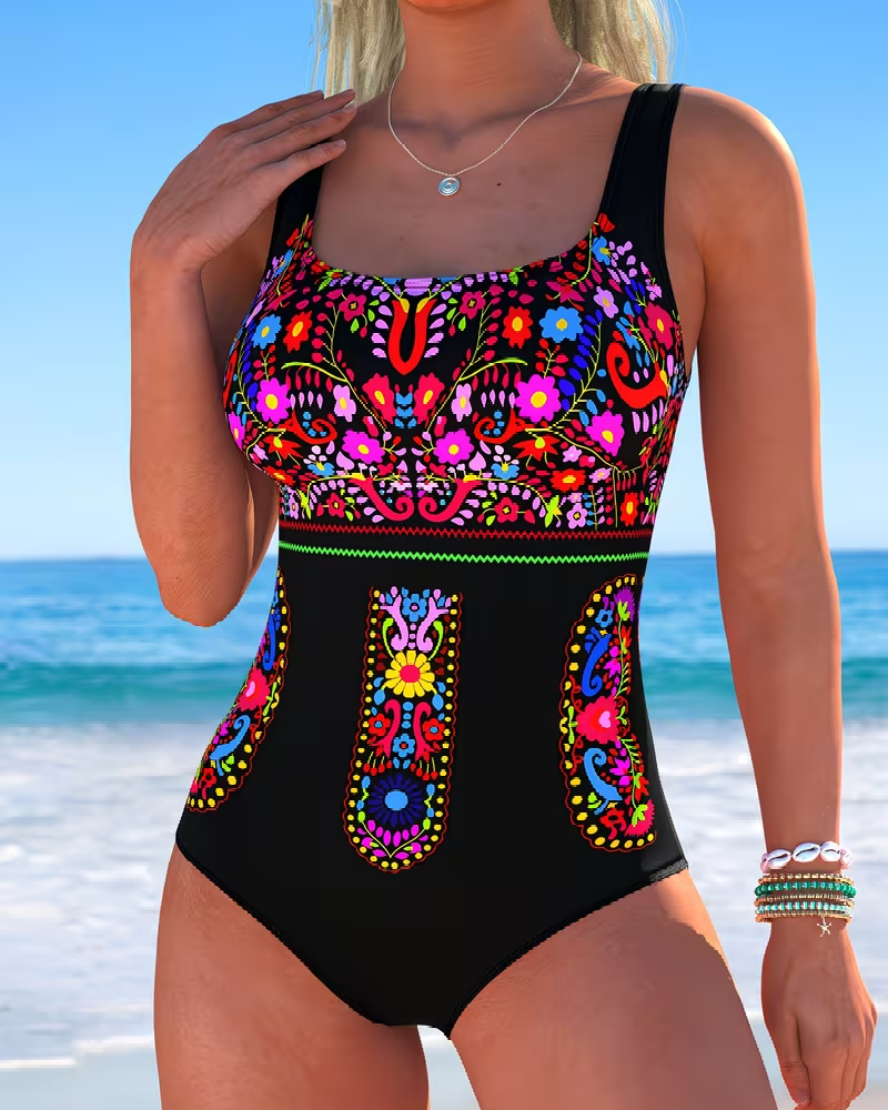 Ett-Delt Etnisk Farverig Blomstret