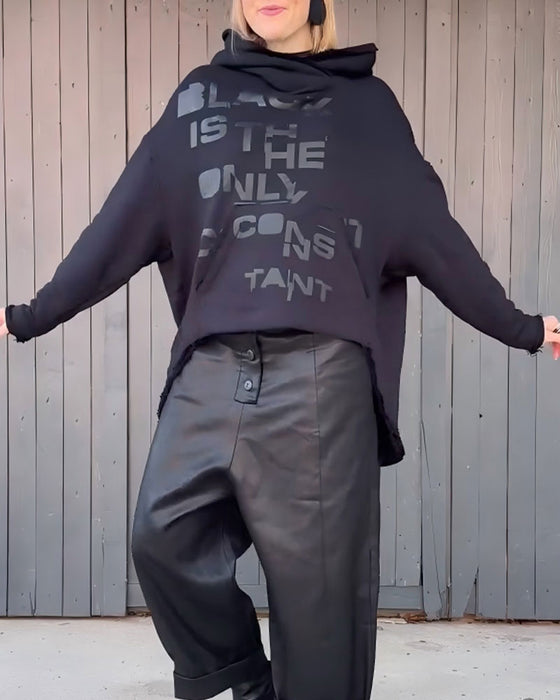 Hoodie Bogstav Tryk Løs Lang Ærme Pullover