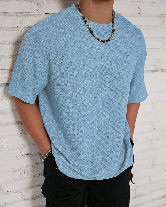 T-Shirt Herre Solid Farve Åndbar Kort Ærme