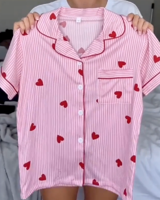 Sæt Hjerte Stribe Loungewear