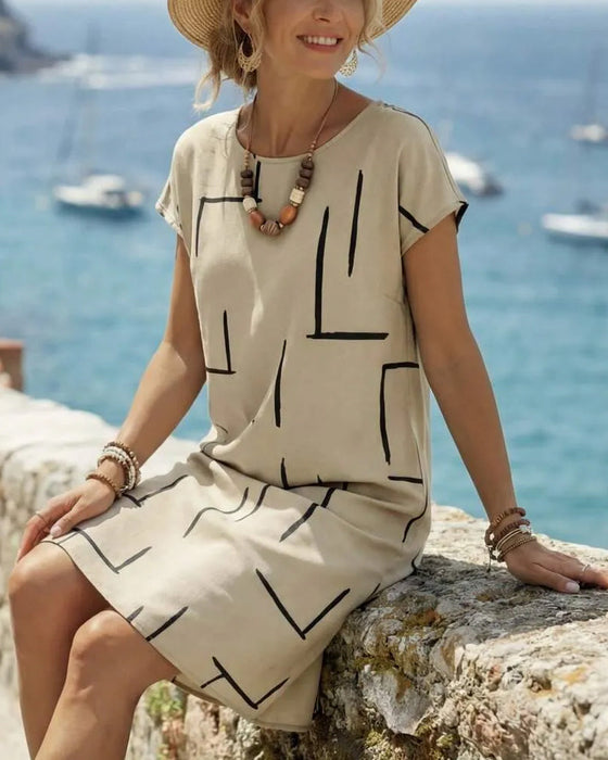 Kjole Dame Sommer Casual Tryk Rund Hals